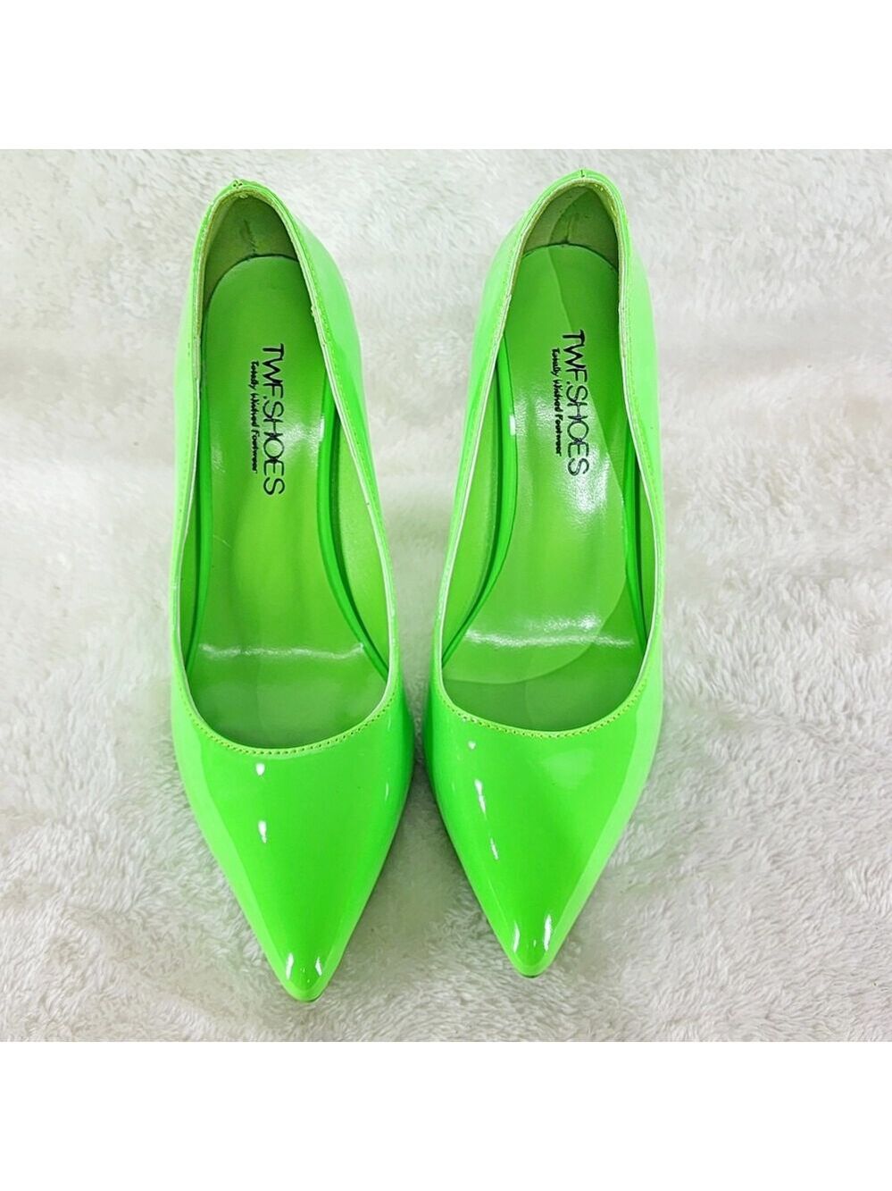 NIB Fabio Neon Green Patent 4" High Heel Shoes Pointy Toe Pump US Ladies 7-13 - Picture 6 of 9